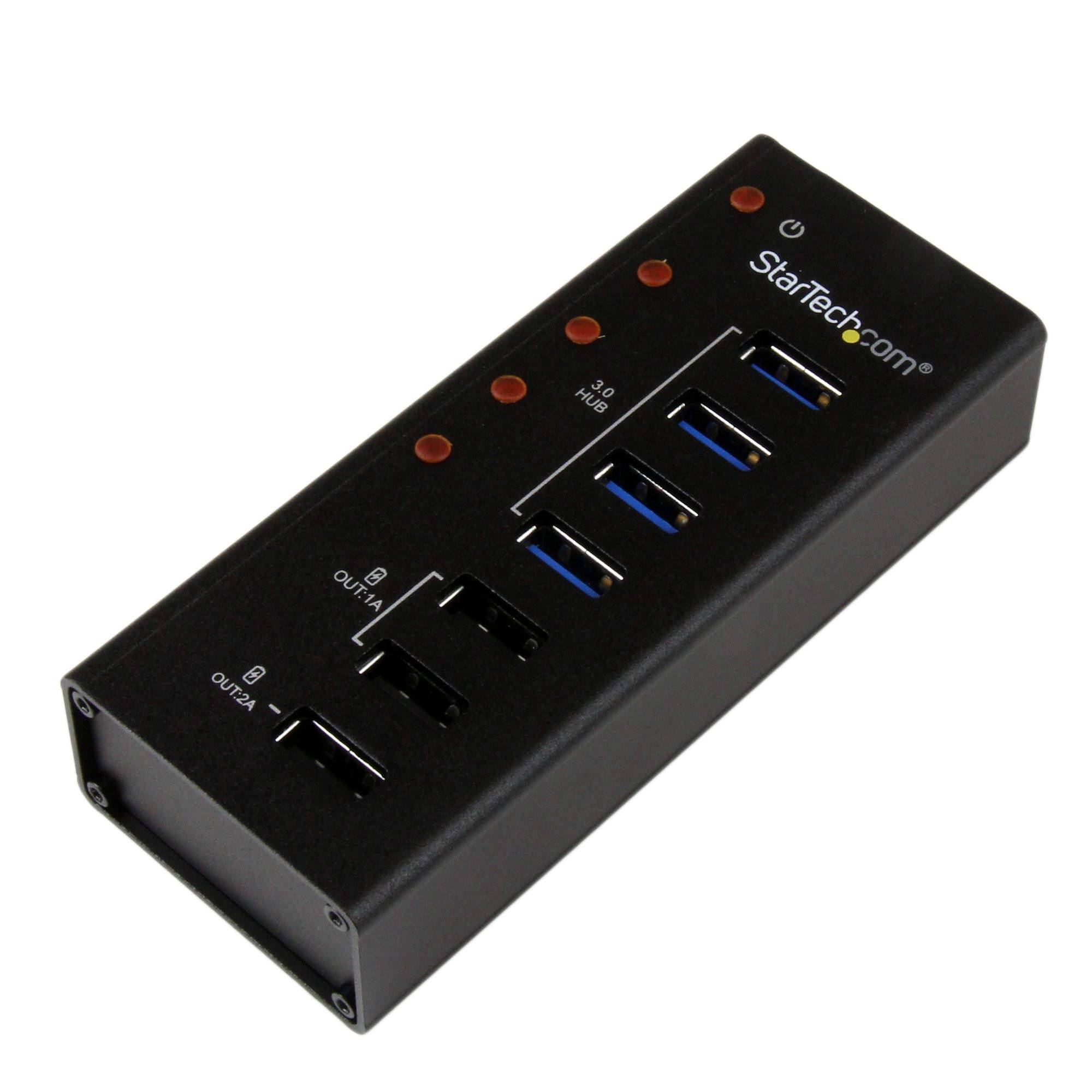 Rca Informatique - Image du produit : HUB USB 3.0 ALIMENT DE 4 PORTS AVEC 3 PORTS DE RECHARGE USB