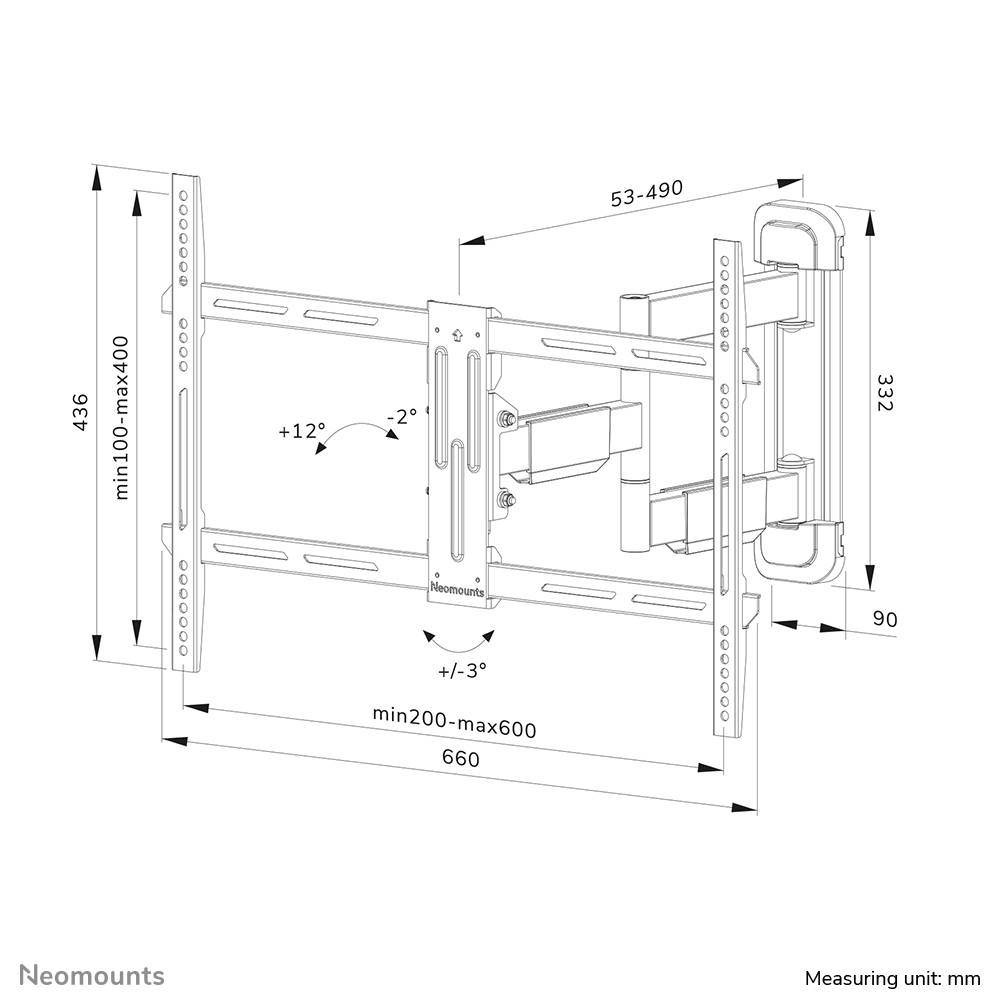 Rca Informatique - image du produit : SCREEN WALL MOUNT (FULL MOTION/ 3 PIVOTS/ VESA 600X400)