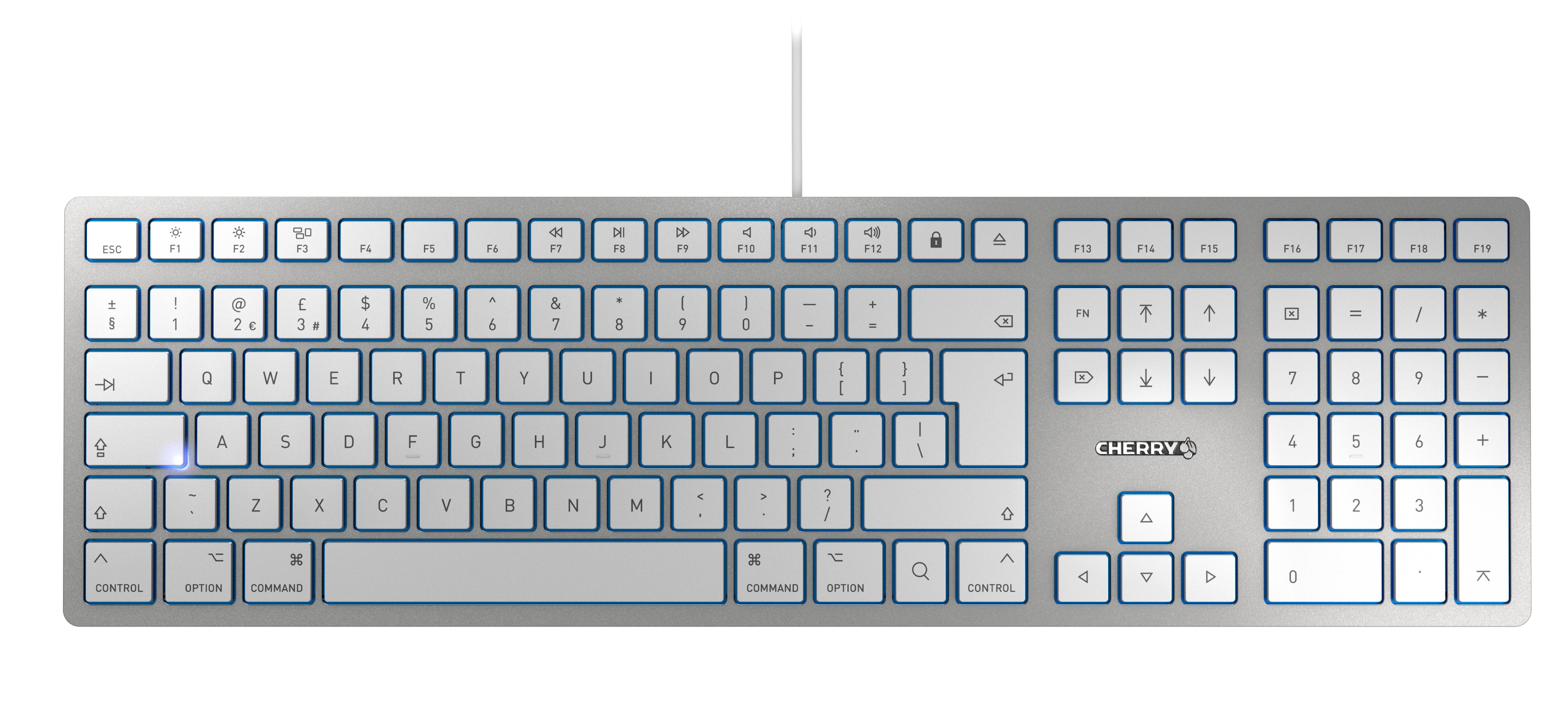 Rca Informatique - image du produit : CHERRY KC 6000 SLIM SILVER CORDED KEYBOARD F/ MAC