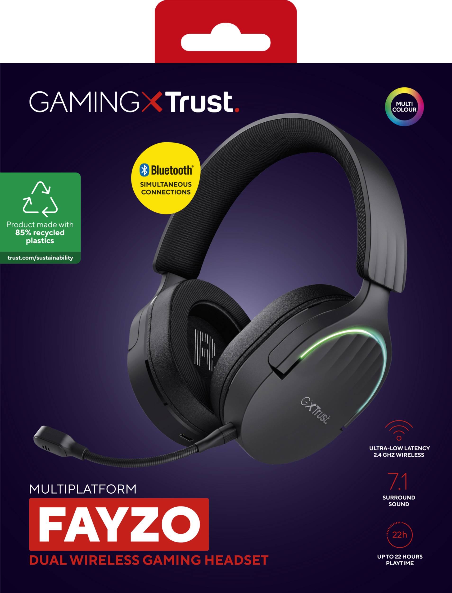 Rca Informatique - image du produit : CASQUE GAMING SANS FIL FAYZO DUAL WIRELESS - BLACK