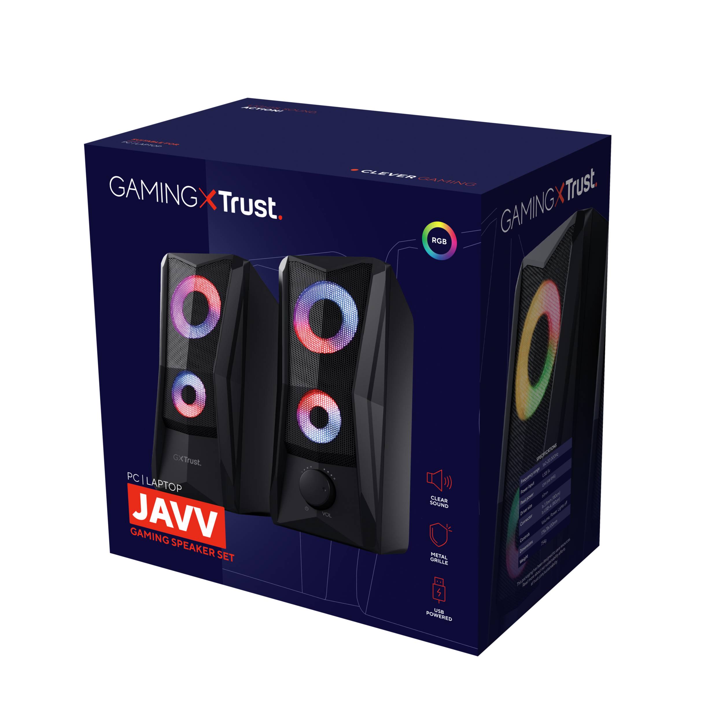 Rca Informatique - image du produit : GXT606B JAVV RGB SPEAKER SET BLACK