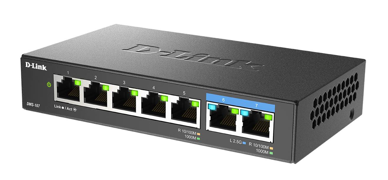 Rca Informatique - image du produit : 7-PORT UNMANAGED SWITCH 5X1G 2X2.5G FANLESS