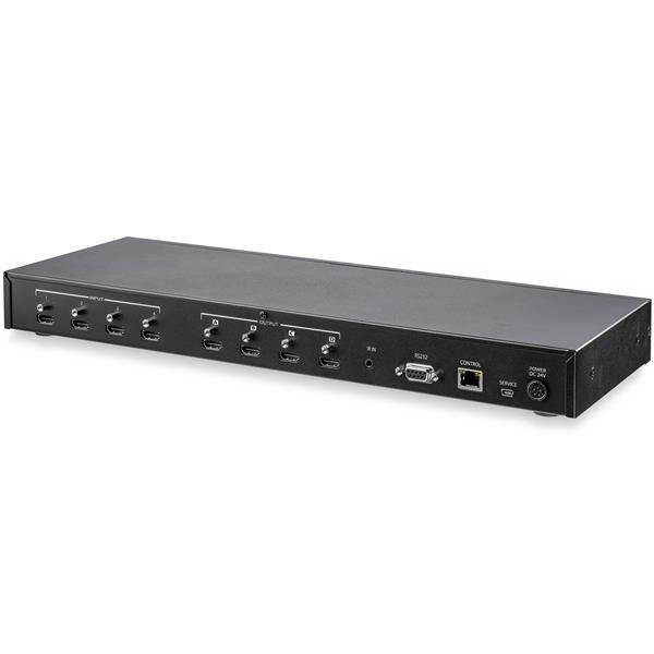 Rca Informatique - image du produit : 4X4 HDMI MATRIX SWITCH W/AUDIO REMOTE ETHERNET CONTROL 4K 60HZ