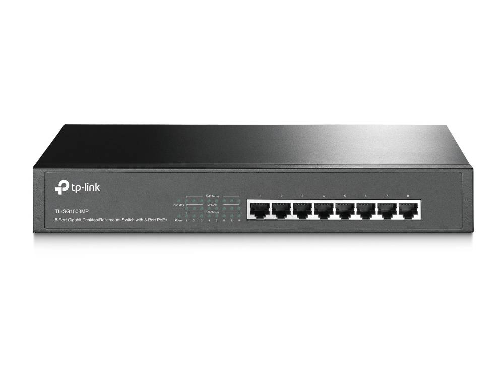 Rca Informatique - Image du produit : 8-PORT GIGABIT DSKTP POE SWTCH 802.3AT 126W POE 1U 13IN