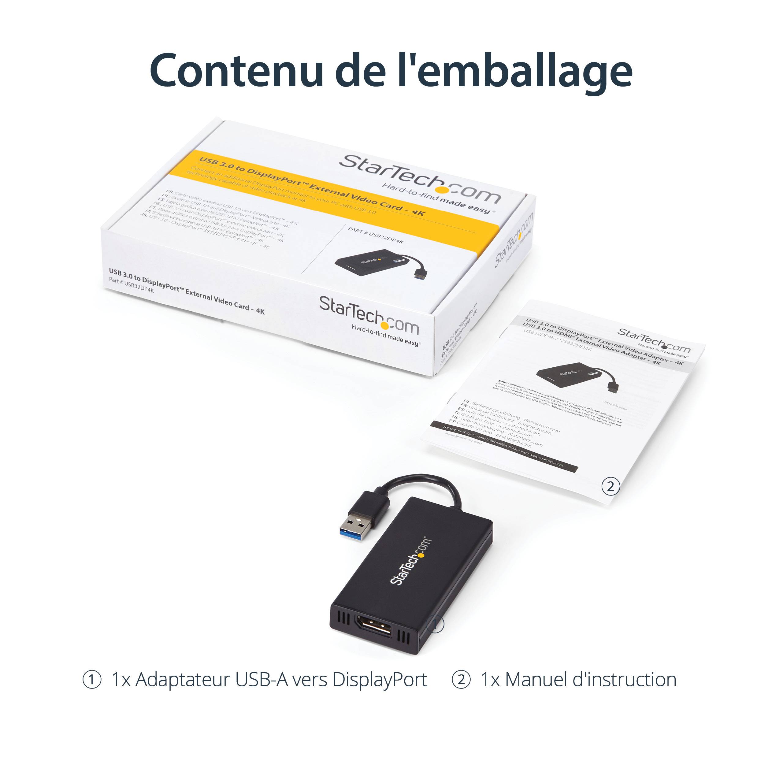 Rca Informatique - image du produit : ADAPTATEUR VIDEO USB 3.0 VERS DISPLAYPORT ULTRA HD 4K - M/F