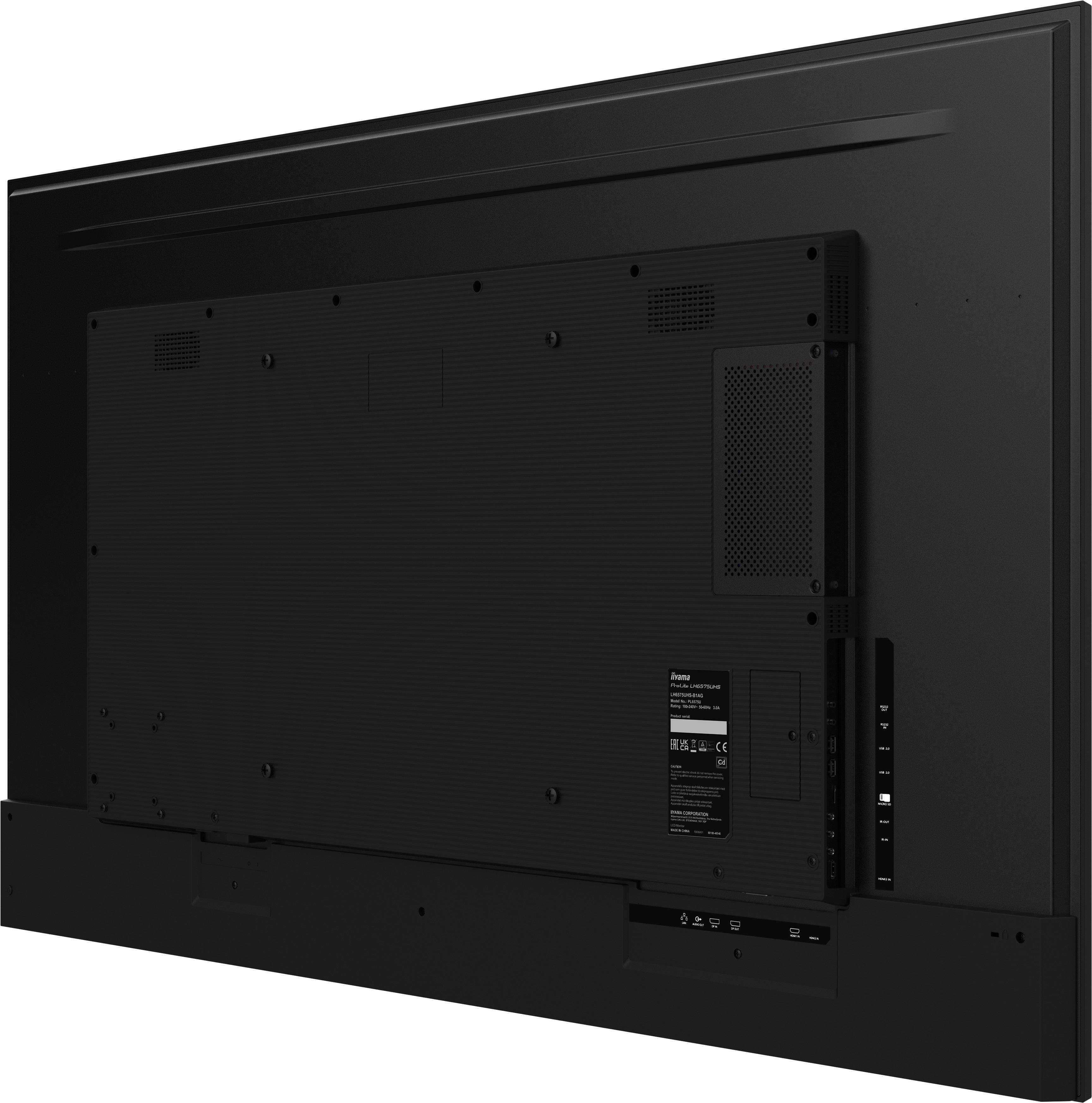 Rca Informatique - image du produit : LH6575UHS-B1AG 64.5IN IPS 4K 500CD/8MS/3HDMI/DP/2USB/RJ45/IR