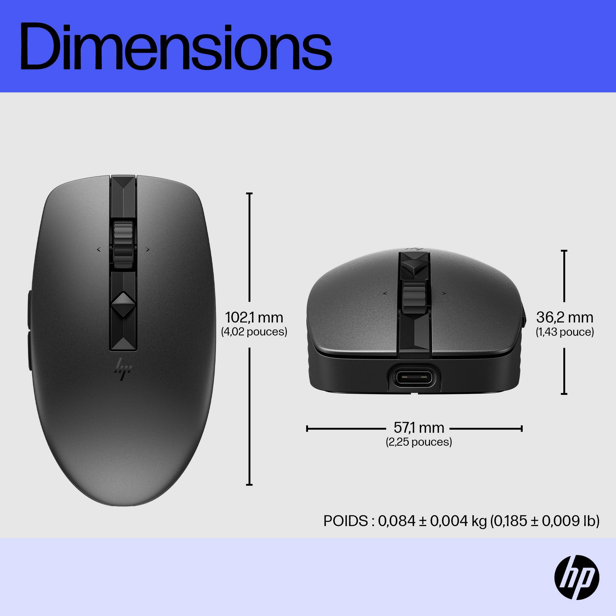 Rca Informatique - image du produit : HP 715 RECHARGEABLE SILENT BLUETOOTH MOUSE