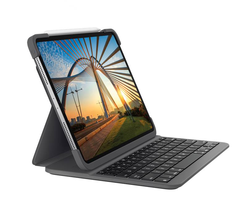 Rca Informatique - image du produit : SLIM FOLIO PRO IPADPRO 12.9INCH 3RD 4TH GEN GRAPHITE ESP MEDITER