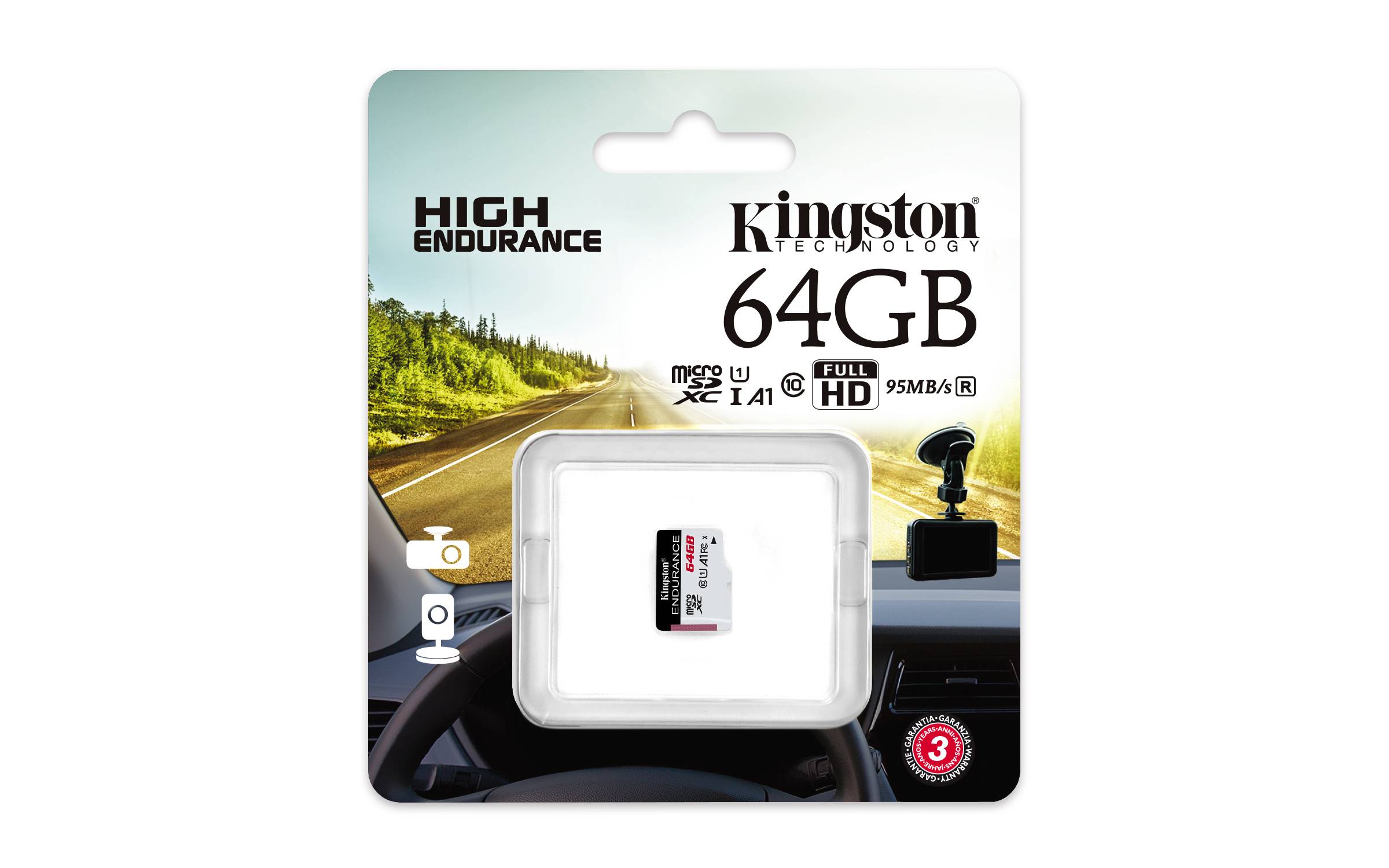 Rca Informatique - image du produit : 64GBMICROSDXC ENDURANCE 95R/30W C10 A1 UHS-I CARD ONLY