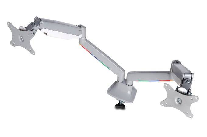 Rca Informatique - image du produit : ONE-TOUCH HEIGHT ADJUSTABLE DUAL MONITOR ARM