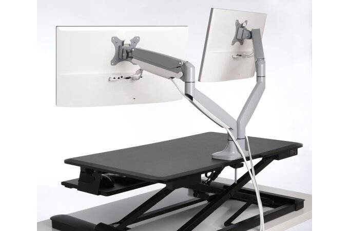 Rca Informatique - image du produit : ONE-TOUCH HEIGHT ADJUSTABLE DUAL MONITOR ARM