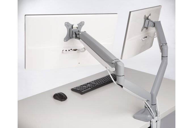 Rca Informatique - image du produit : ONE-TOUCH HEIGHT ADJUSTABLE DUAL MONITOR ARM