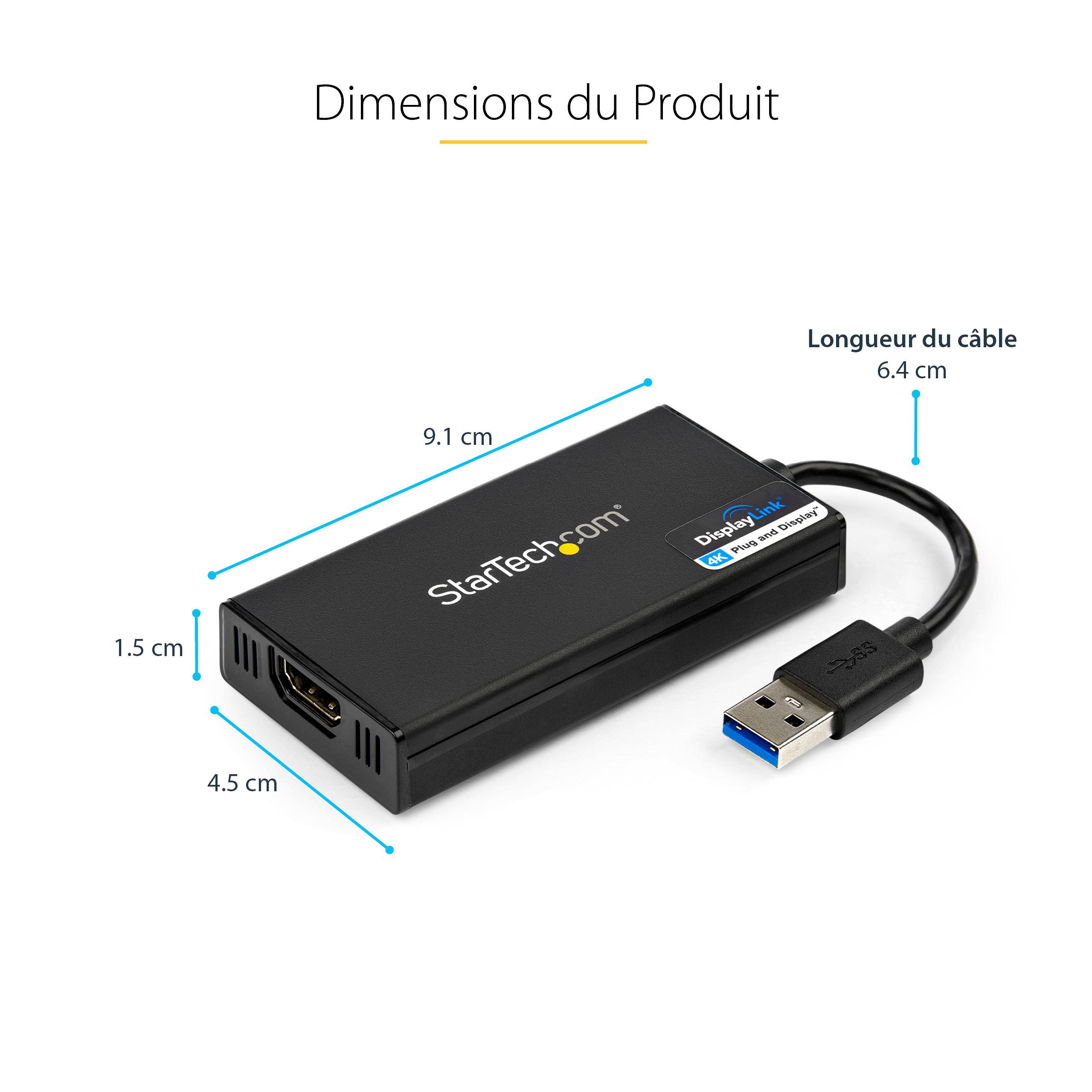 Rca Informatique - image du produit : ADAPTATEUR USB 3.0 VERS HDMI - ULTRA HD 4K - M/F