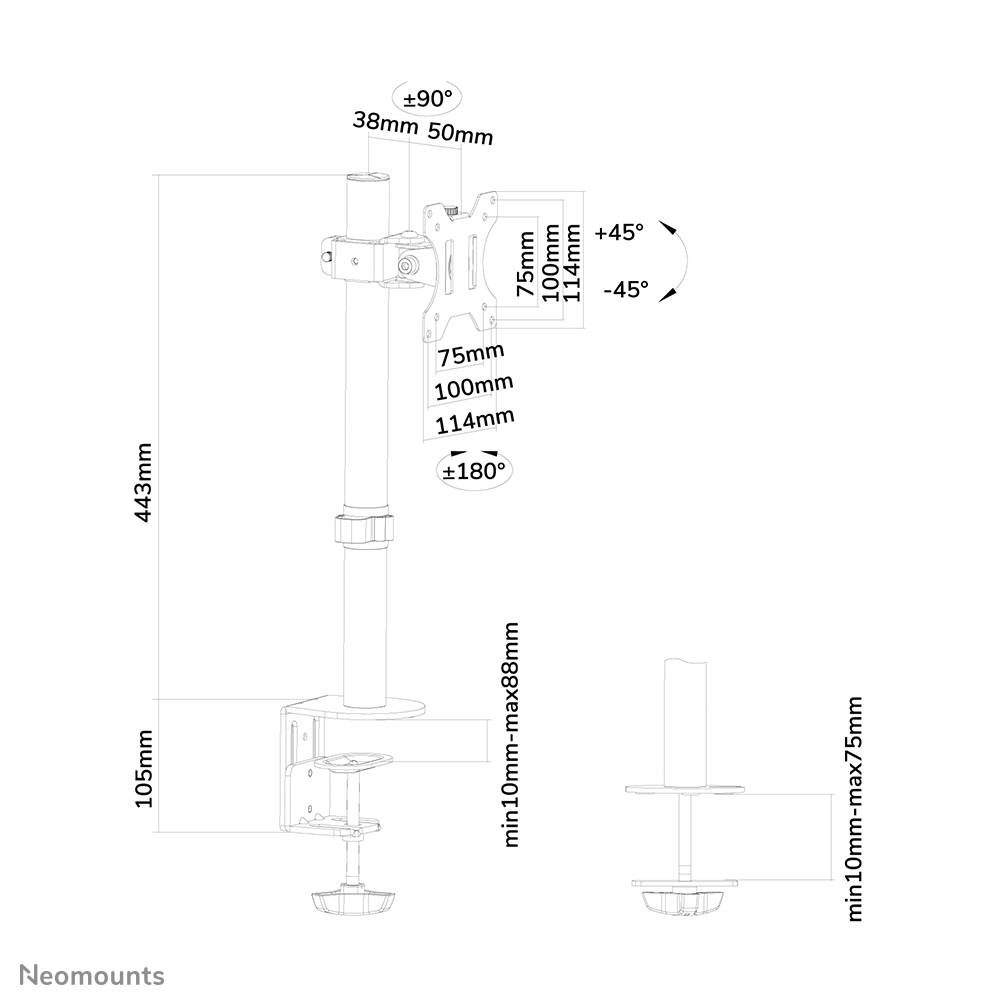 Rca Informatique - image du produit : FLAT SCREEN DESK MOUNT (CLAMP/GROMMET)