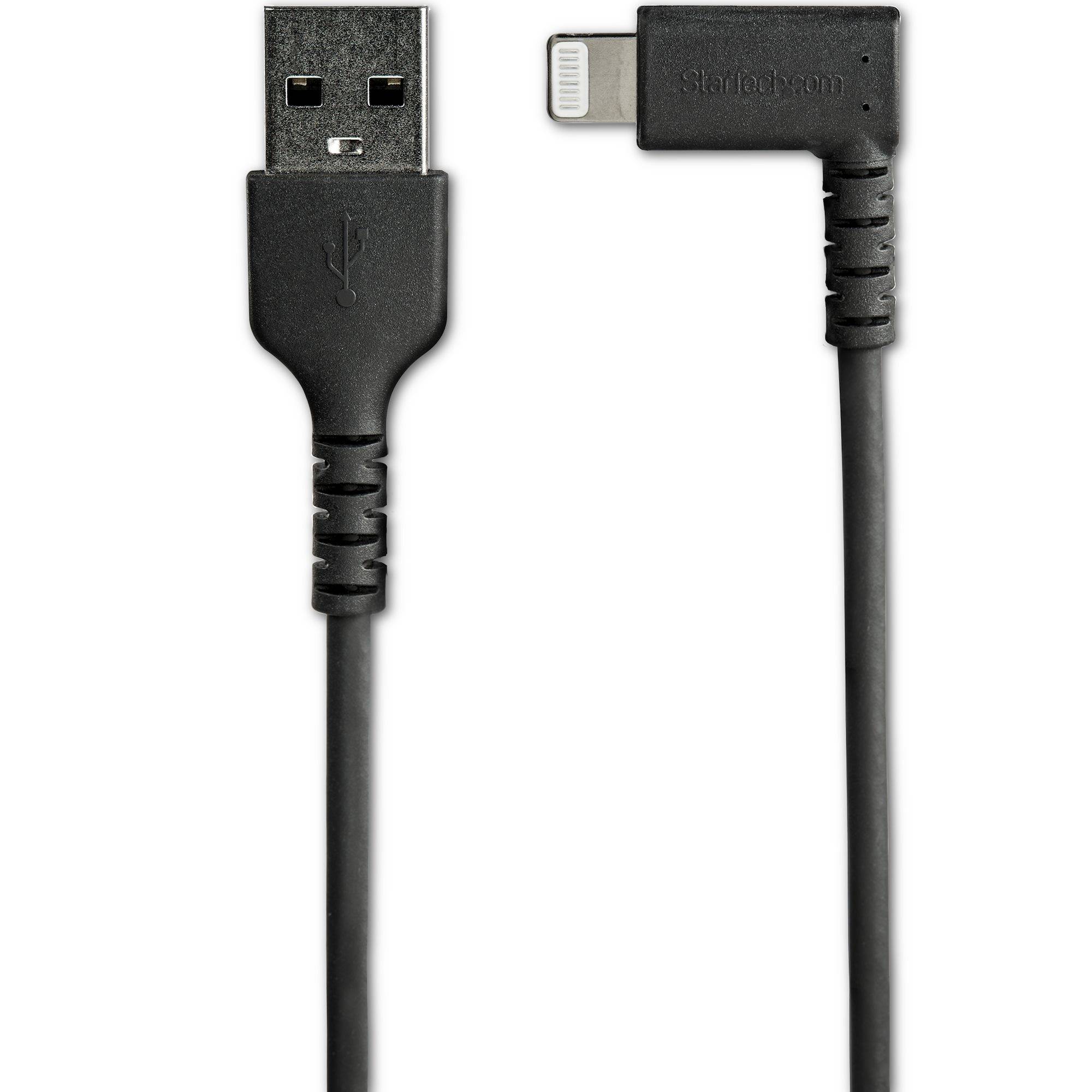 Rca Informatique - image du produit : 1M ANGLED LIGHTNING TO USB CABLE-APPLE MFI CERTIFIED-BLACK