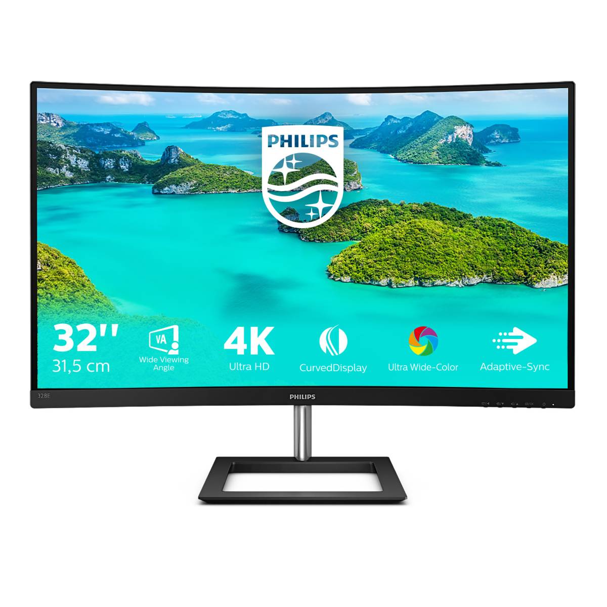 Rca Informatique - Image du produit : 328E1CA/00 31.5IN CURV VA 4K UHD 250CD/4MS/2HDMI/DP