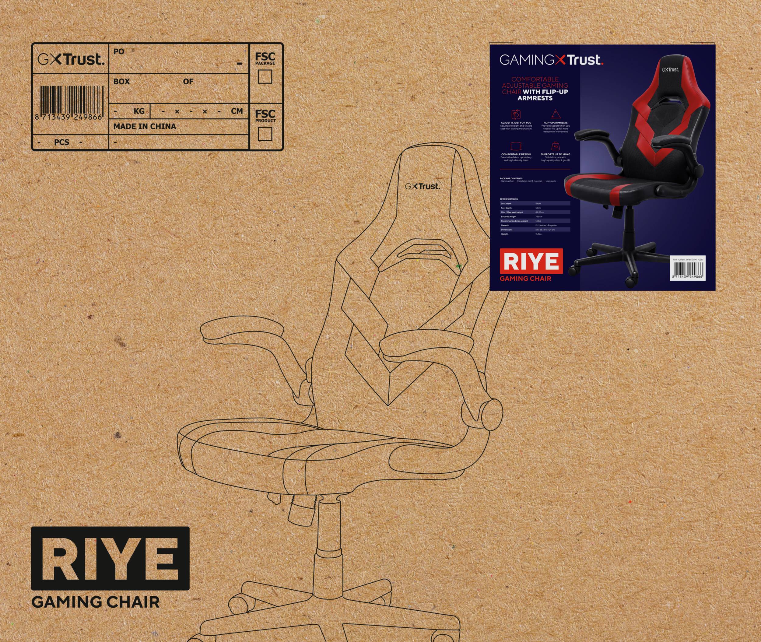 Rca Informatique - image du produit : RIYE GAMING CHAIR RED