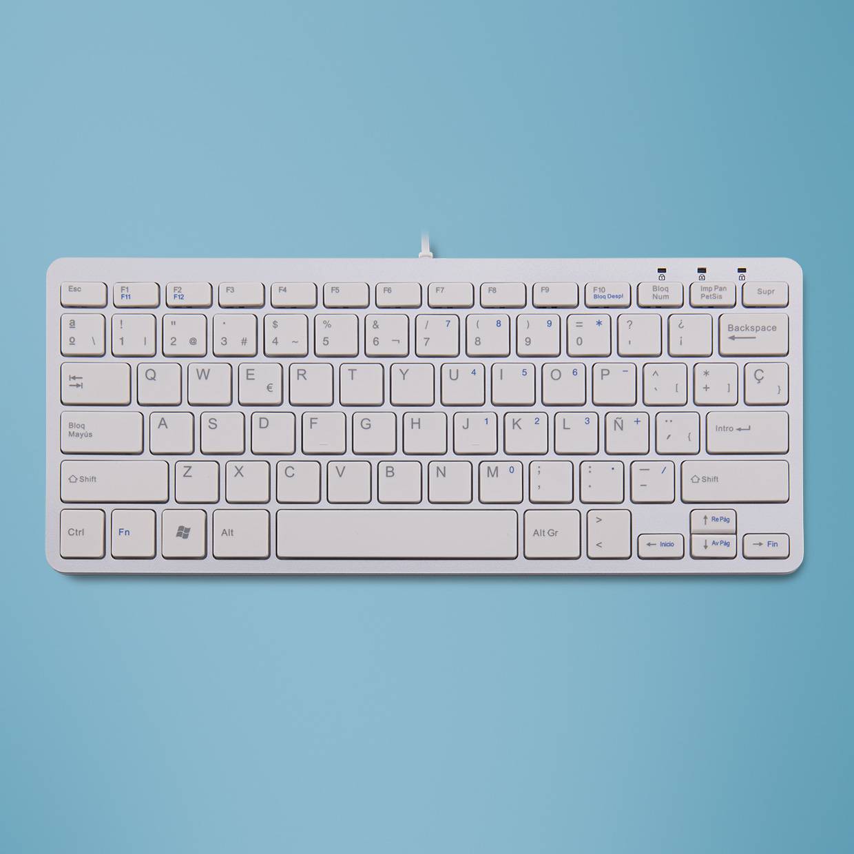 Rca Informatique - image du produit : R-GO COMPACT KEYBOARD ES LAYOUT AZERTY WHT WIRED