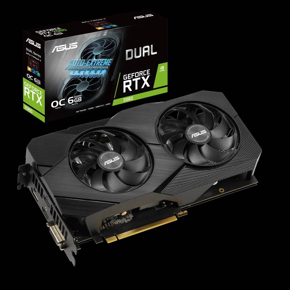 Rca Informatique - image du produit : GF DUAL-RTX2060-O6G-EVO 6GB GDDR6 1755MHZ DVI HDMI2 DP