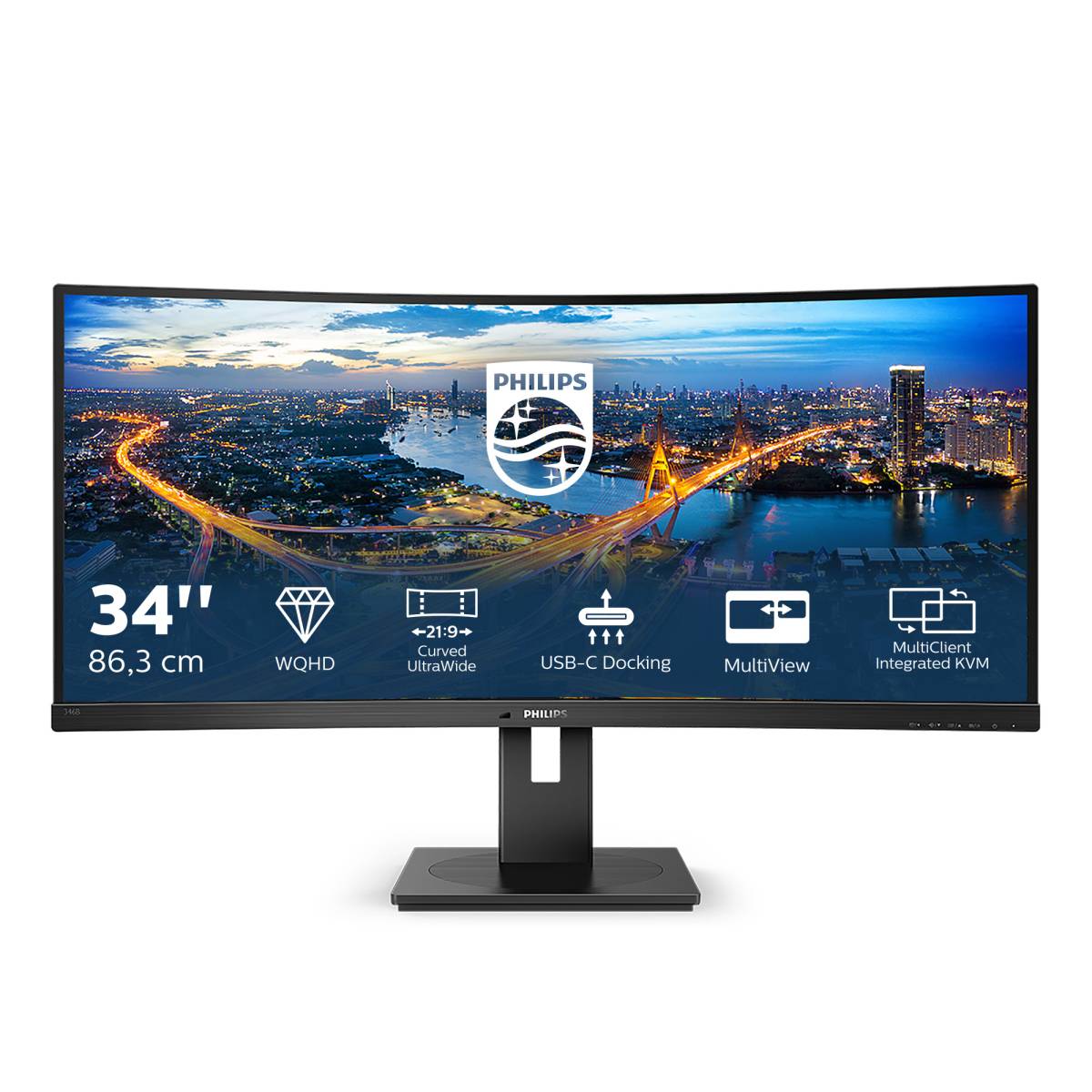 Rca Informatique - Image du produit : 346B1C/00 CURV 34IN VA WQHD 300CD/4MS/HDMI/DP/USB-C/HAS