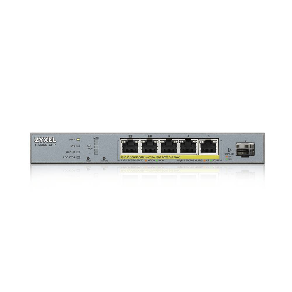 Rca Informatique - image du produit : 6 PORT MANAGED CCTV POE SWITCH LONG RANGE 60W 802.3BT