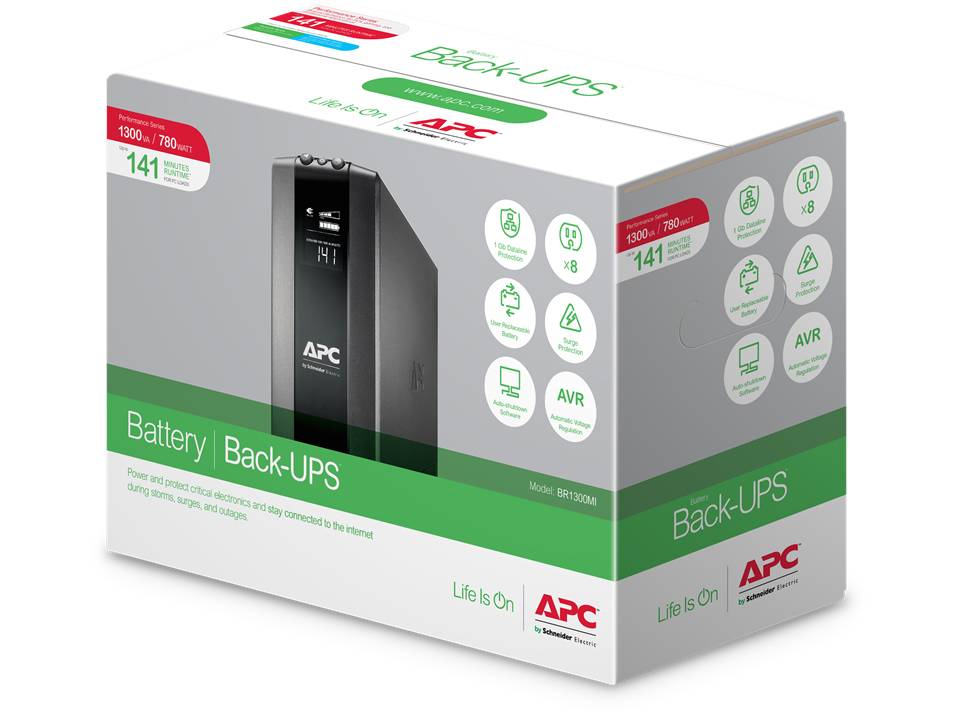Rca Informatique - image du produit : BACK UPS PRO BR 1300VA 8 OUTLETS AVR LCD INTERFACE BACK U