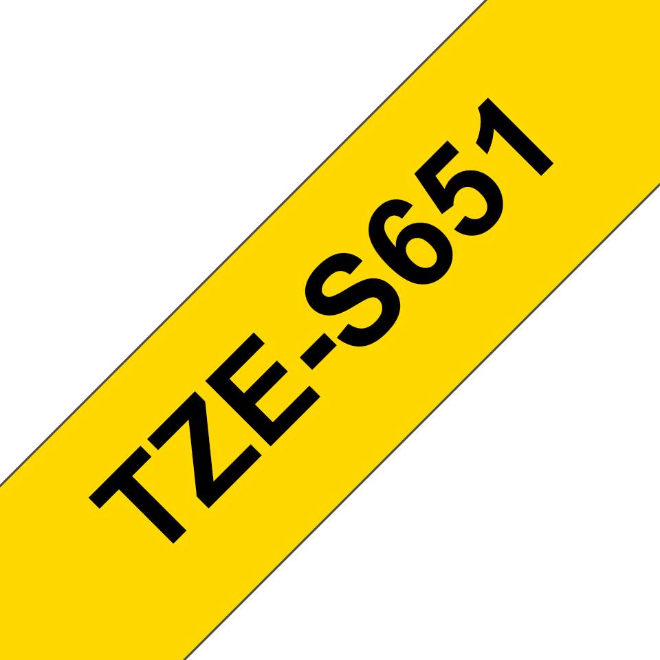 Rca Informatique - image du produit : TZE-S651 LAMINATED TAPE 24MM 8M BLACK ON YELLOW EXTRA-STRONG