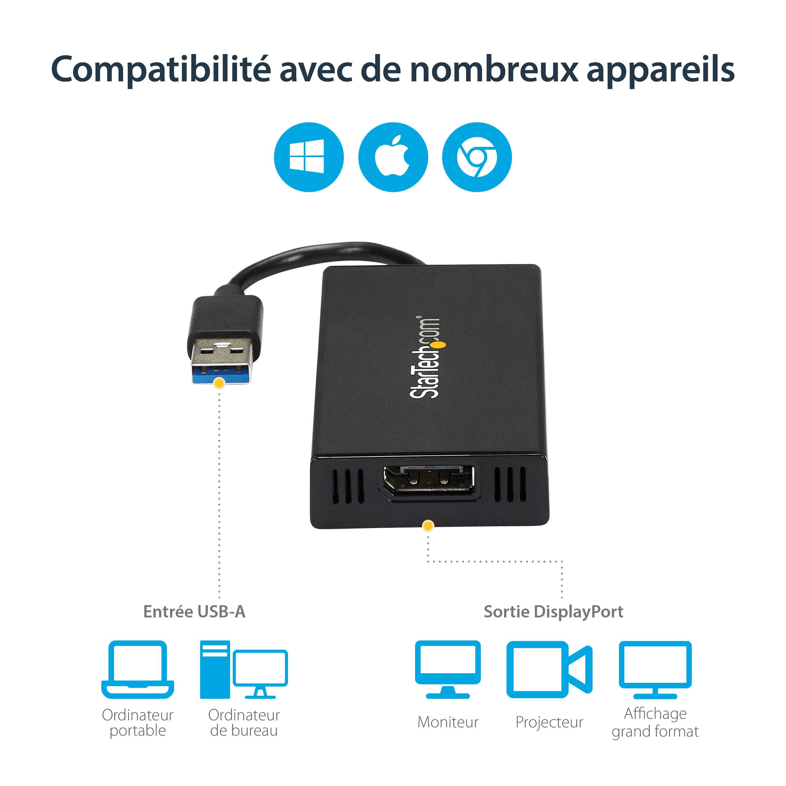 Rca Informatique - image du produit : ADAPTATEUR VIDEO USB 3.0 VERS DISPLAYPORT ULTRA HD 4K - M/F