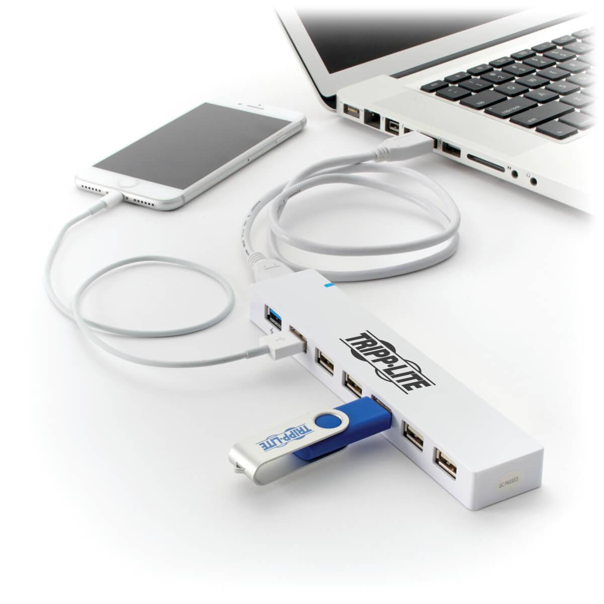 Rca Informatique - image du produit : 7-PT USB 3.0/USB 2.0 COMBO HUB 2 USB 3.0 / 5 USB 2.0 PORTS