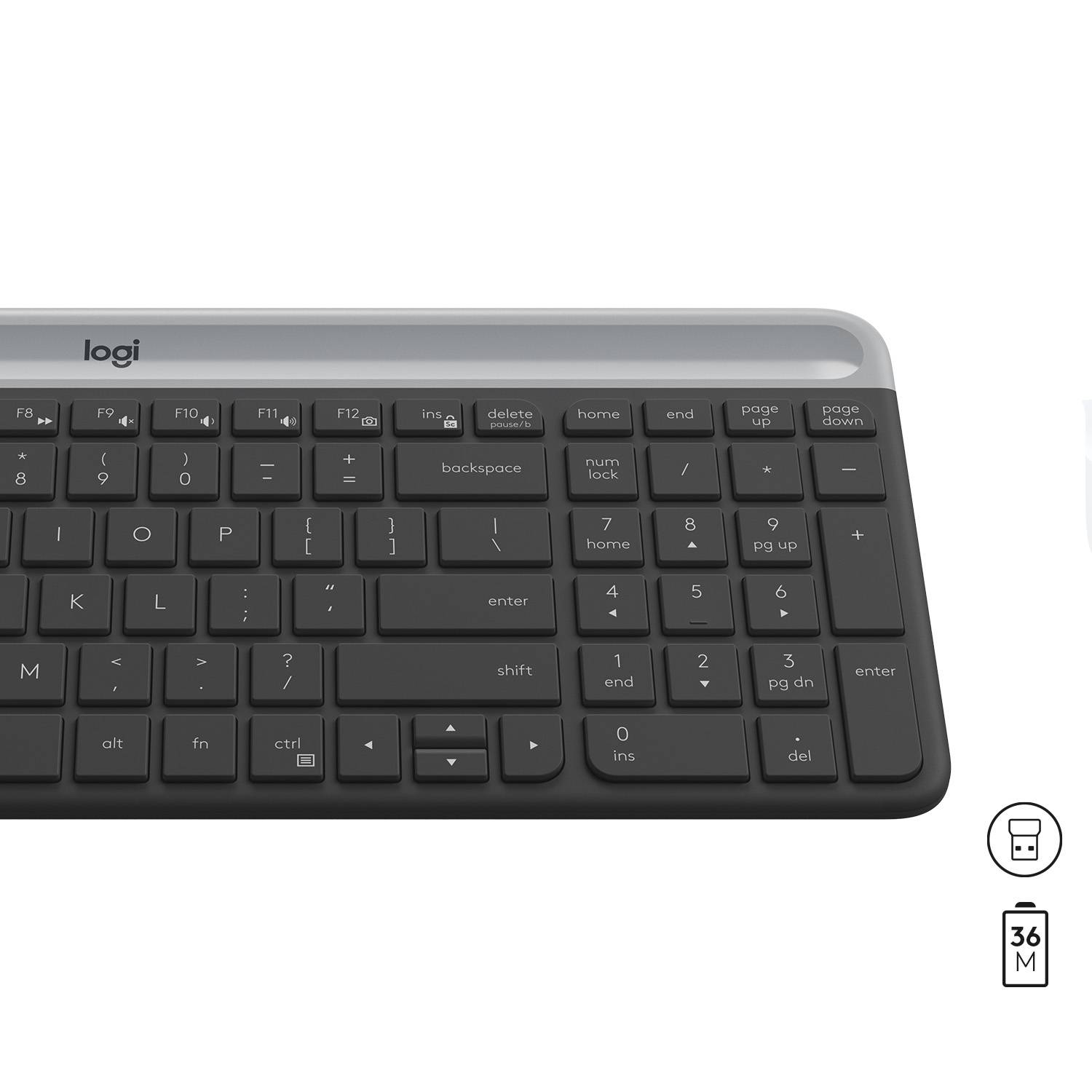 Rca Informatique - image du produit : SLIM WRLS KEYBOARD MOUSE COMBO MK470 - GRAPHITE - CH - CENTRAL