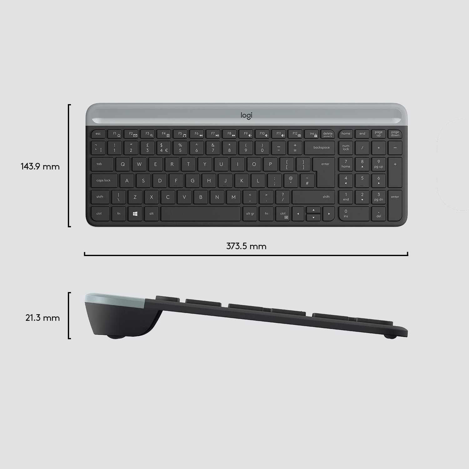 Rca Informatique - image du produit : SLIM WRLS KEYBOARD MOUSE COMBO MK470 - GRAPHITE - CH - CENTRAL