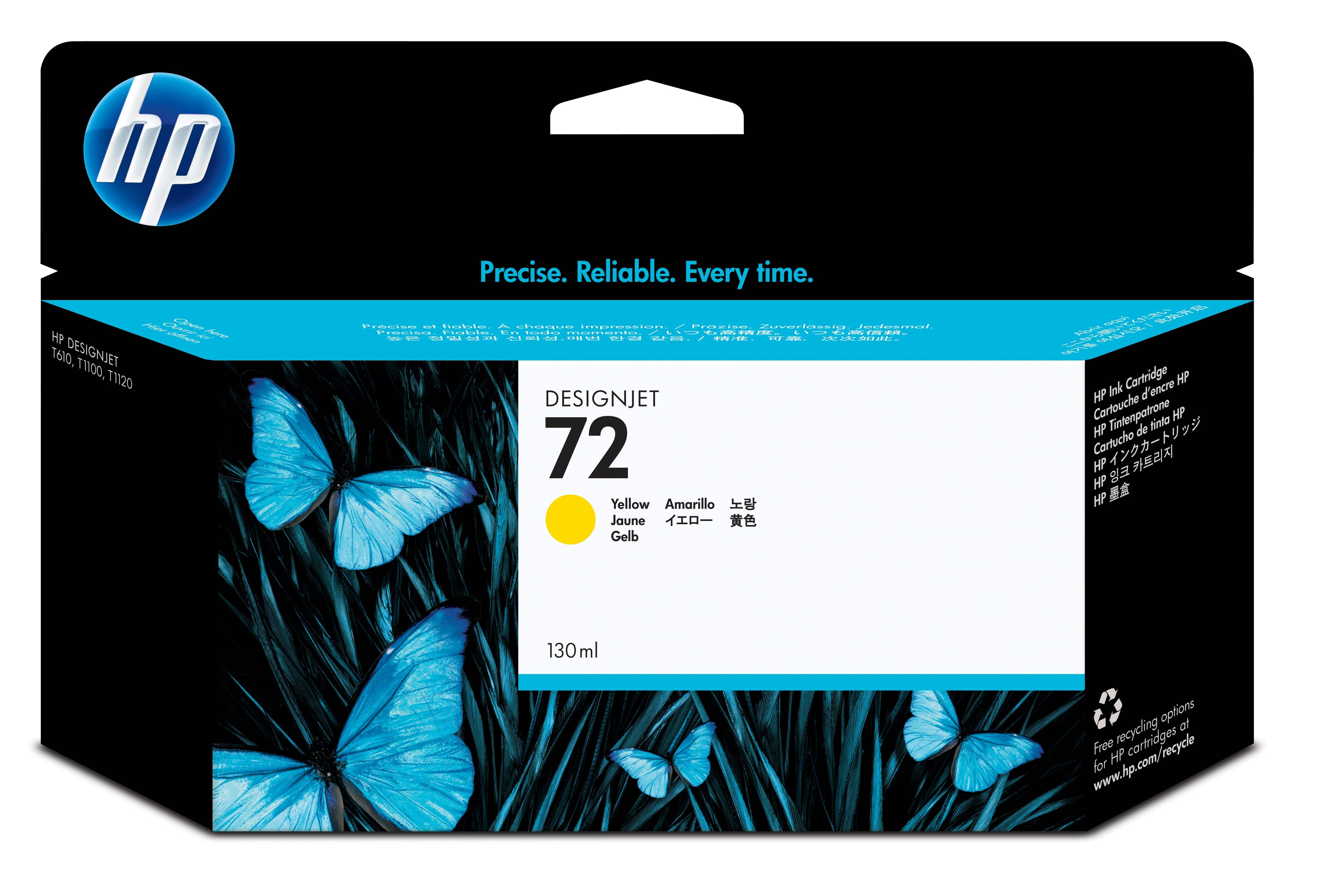 Rca Informatique - Image du produit : HP 72 YELLOW INK CARTRIDGE 130 ML WITH VIVERA INK