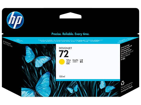 Rca Informatique - image du produit : HP 72 YELLOW INK CARTRIDGE 130 ML WITH VIVERA INK