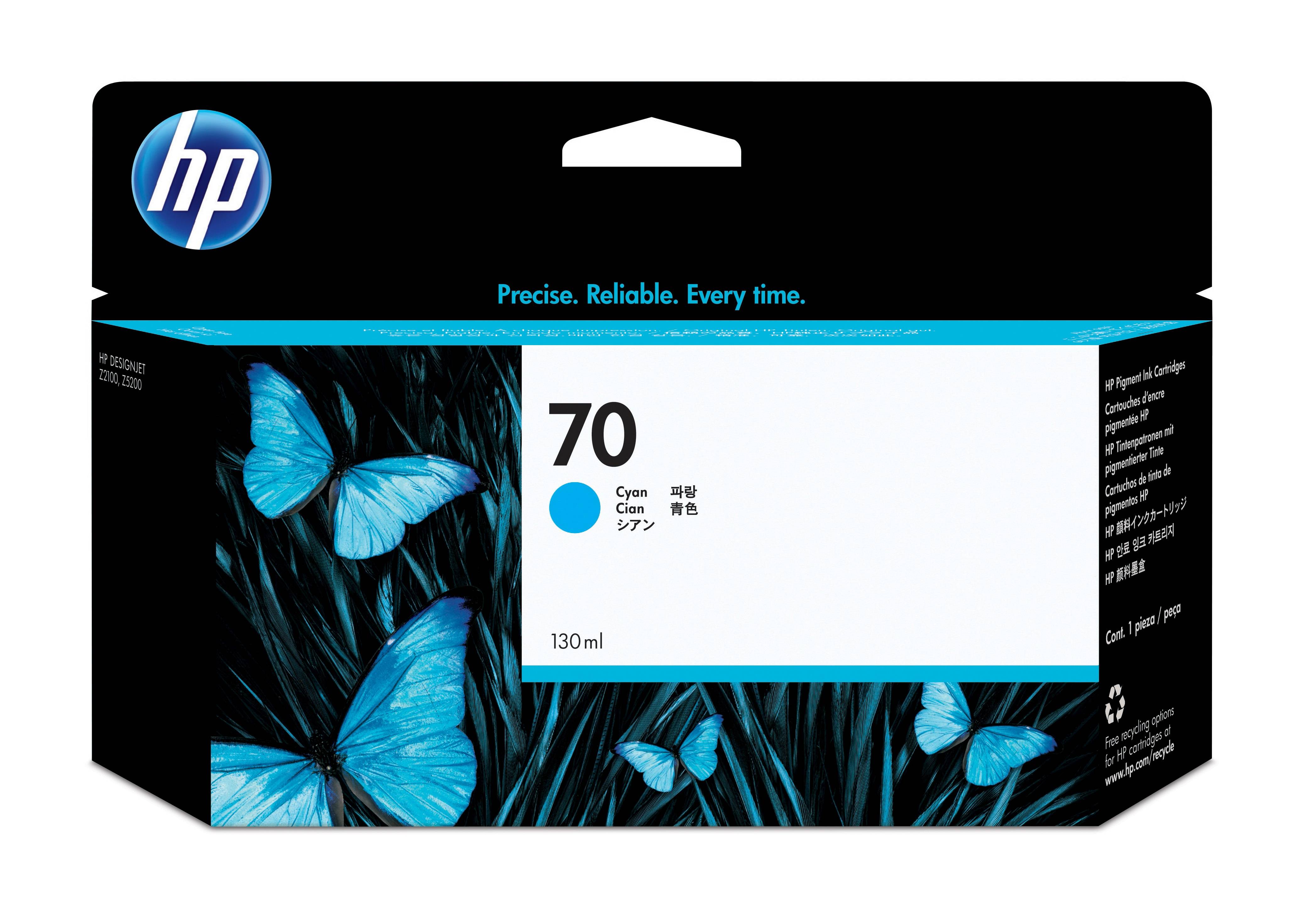 Rca Informatique - image du produit : HP 70 130 ML CYAN INK FOR DESIGNJET Z2100 Z3100