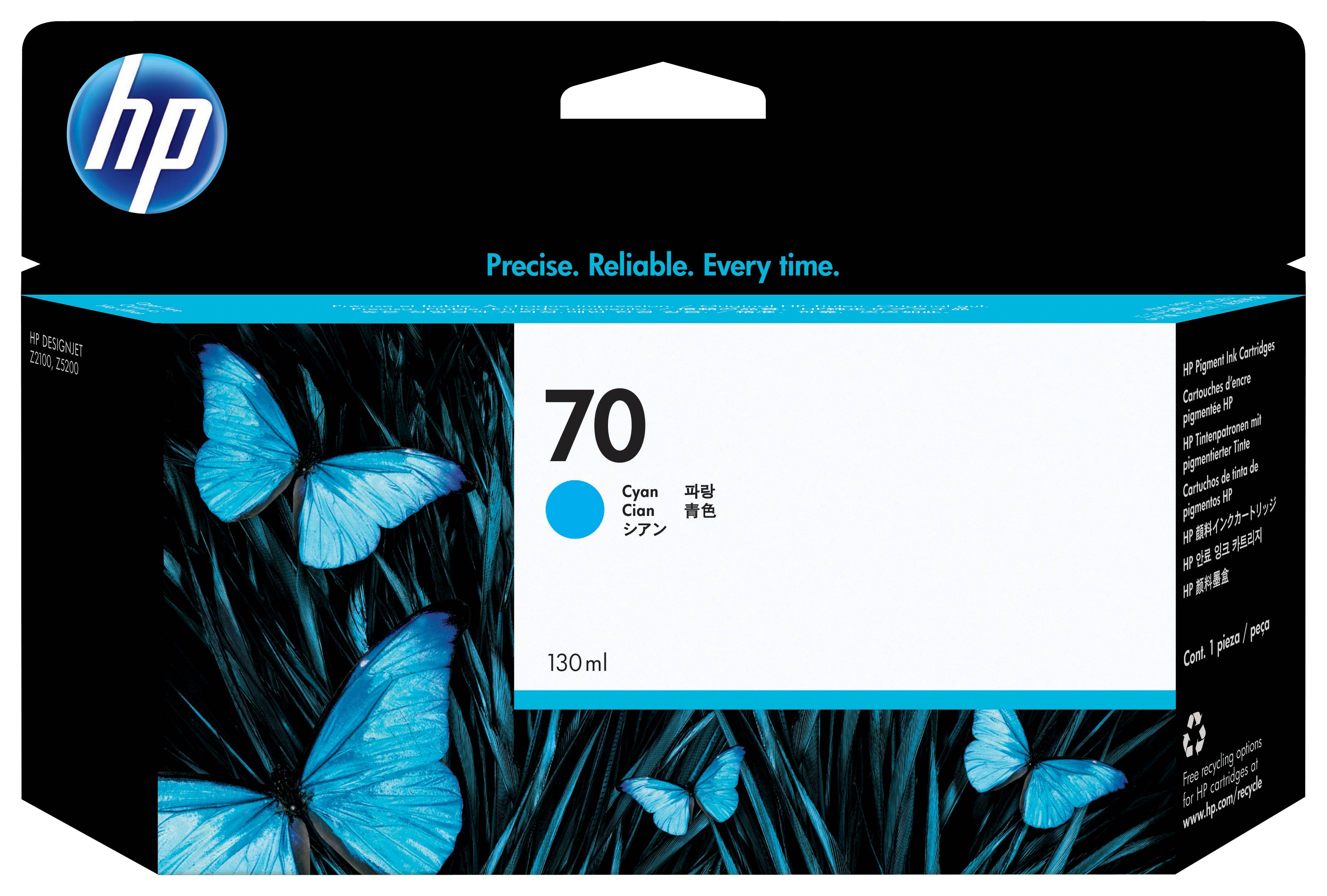 Rca Informatique - Image du produit : HP 70 130 ML CYAN INK FOR DESIGNJET Z2100 Z3100