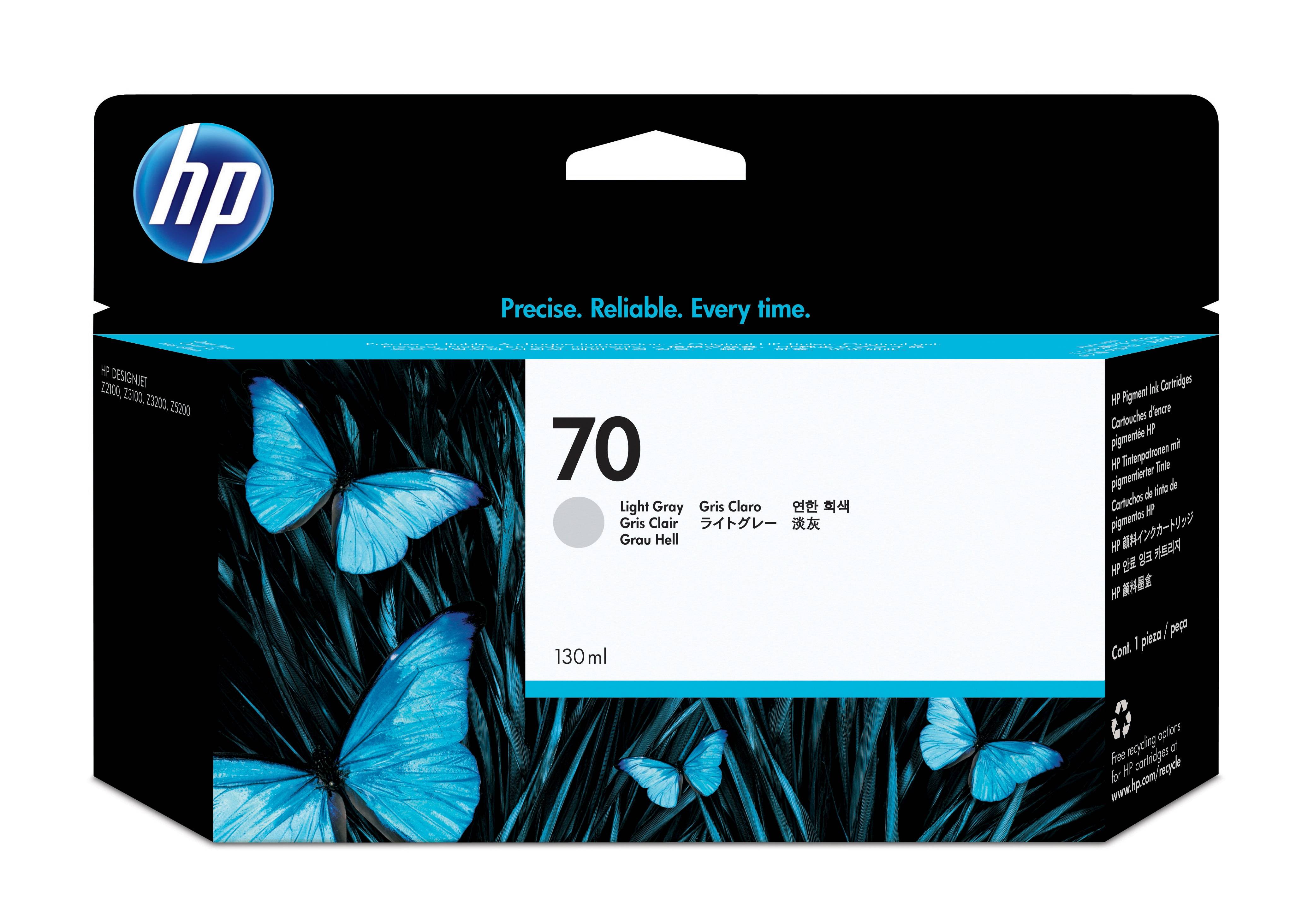 Rca Informatique - Image du produit : HP 70 130 ML LIGHT GREY INK FOR DESIGNJET Z2100 Z3100