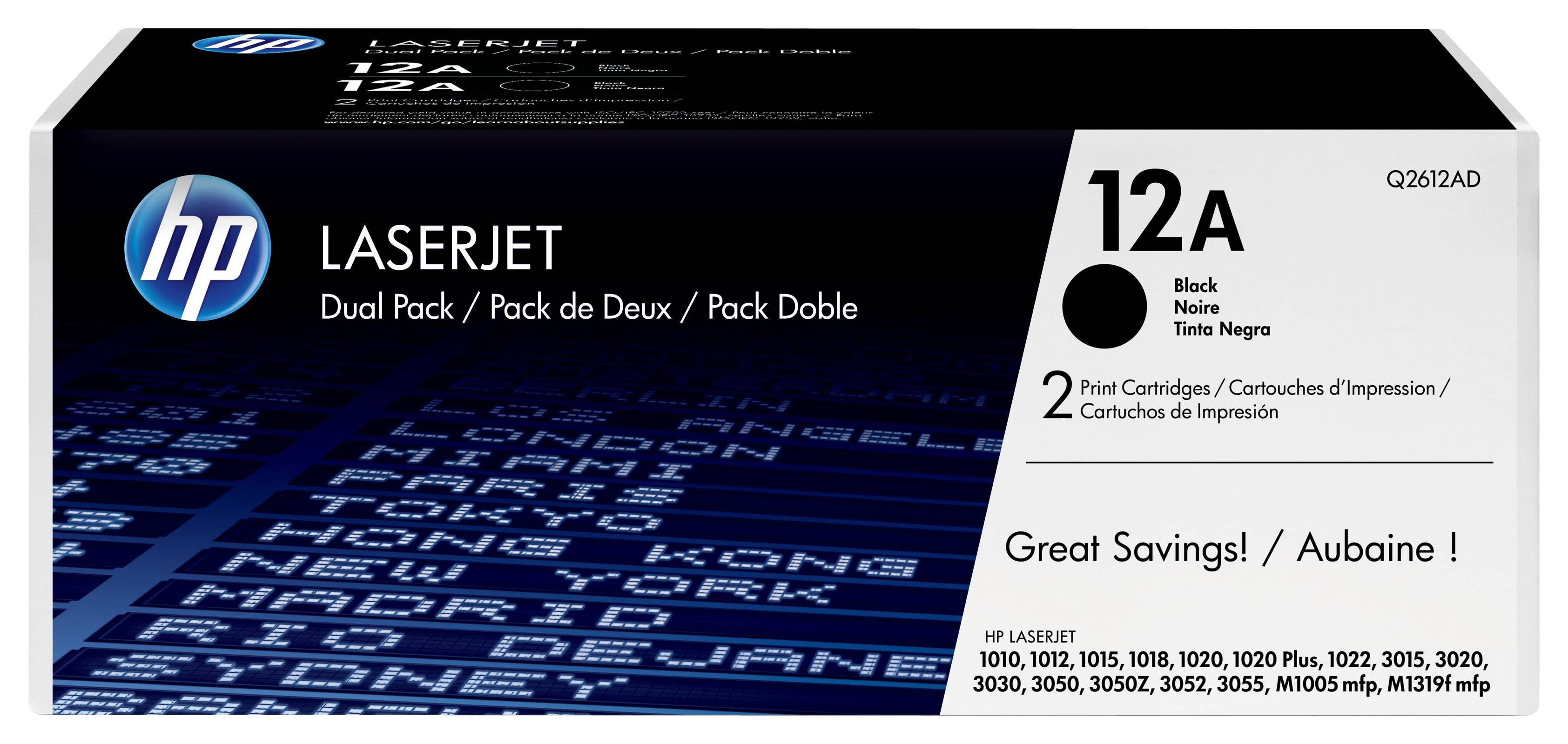 Rca Informatique - Image du produit : TONER CARTRIDGE 12A BLACK DUAL PACK