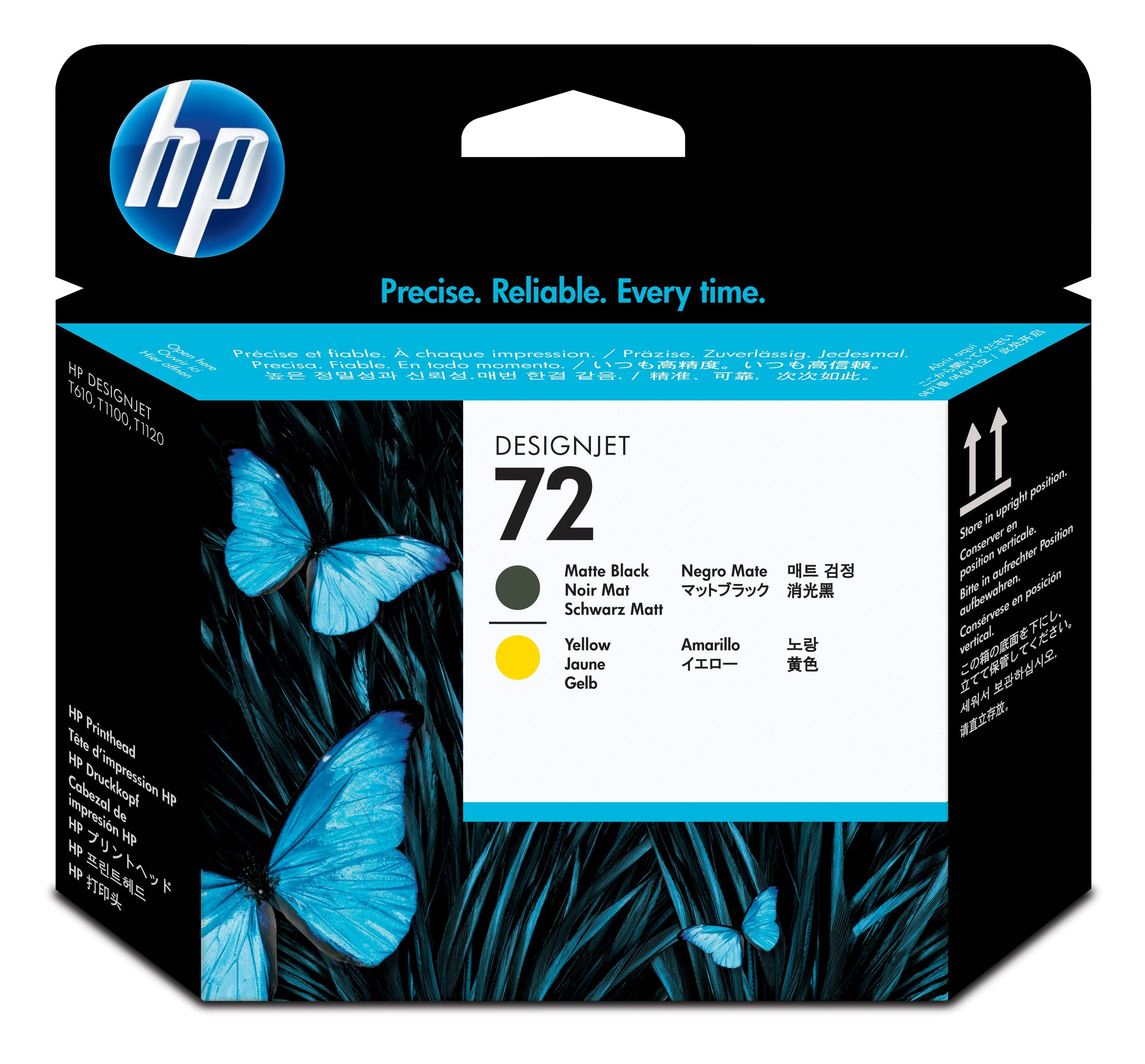 Rca Informatique - image du produit : HP 72 MATTE BLACK AND YELLOW PRINTHEAD