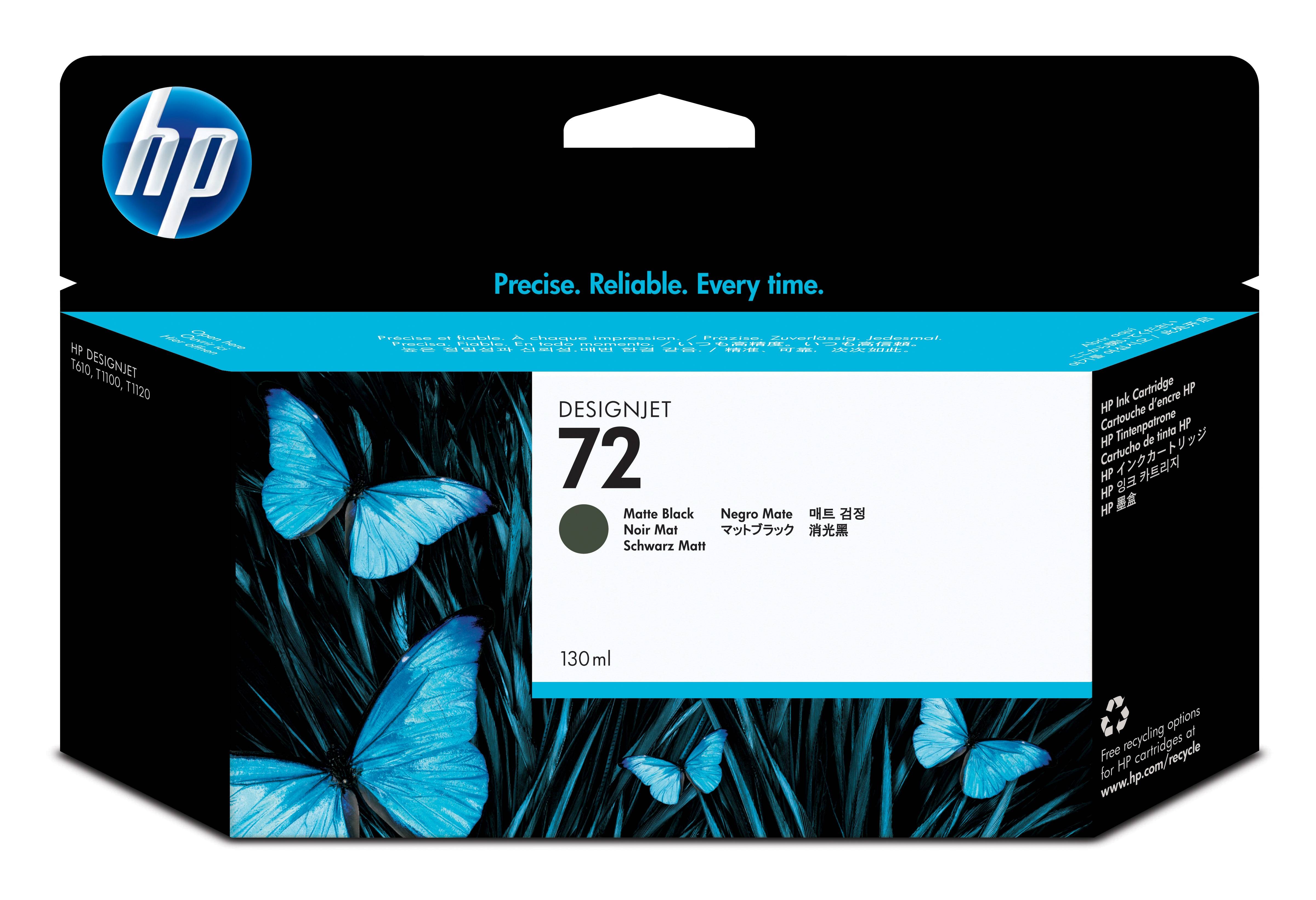 Rca Informatique - image du produit : HP 72 MATTE BLACK INK CARTRIDGE 130 ML WITH VIVERA INK