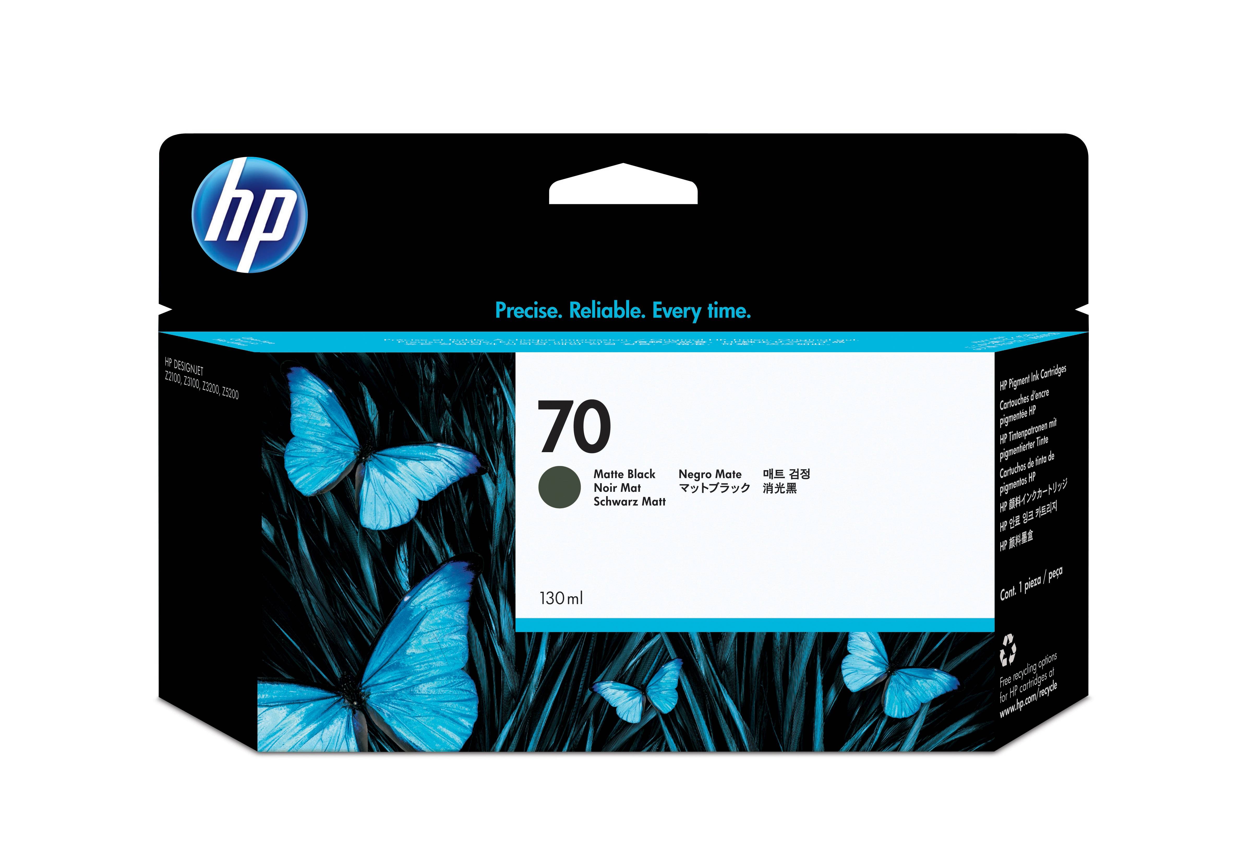 Rca Informatique - Image du produit : HP 70 130 ML MATTE BLACK INK FOR DESIGNJET Z2100 Z3100