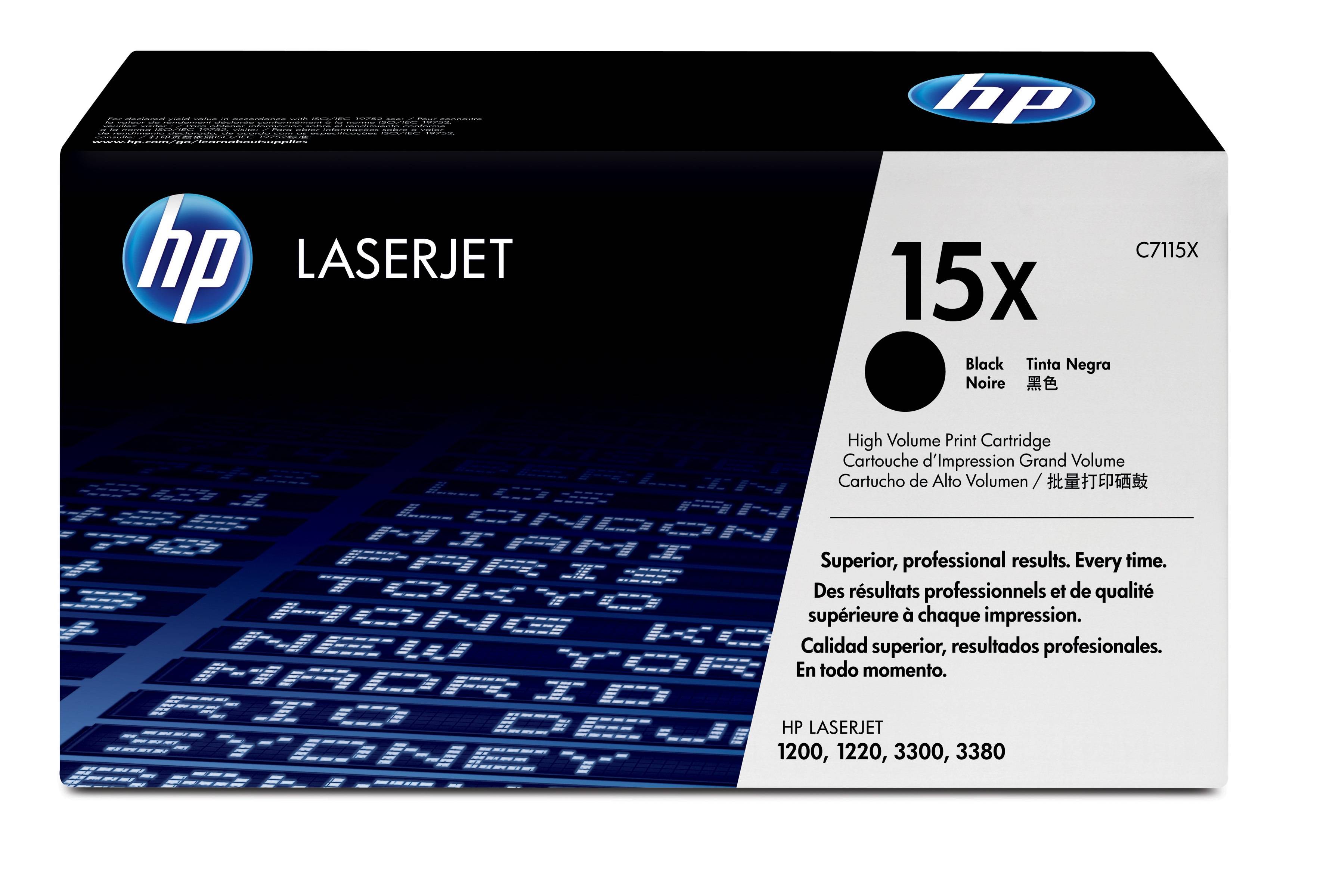 Rca Informatique - Image du produit : TONER CARTRIDGE 15X BLACK LASERJET 1200/1220 HV