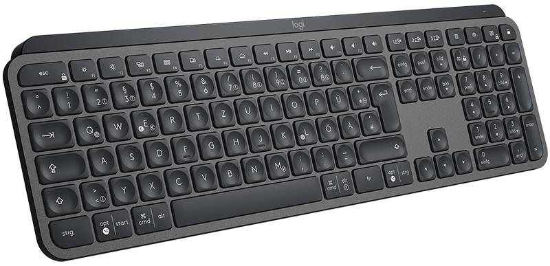 Rca Informatique - image du produit : MX KEYS ADVA.WRLS ILLUMIN.KEYB GRAPHITE DEU2.4GHZ/BT N/A CENTR.