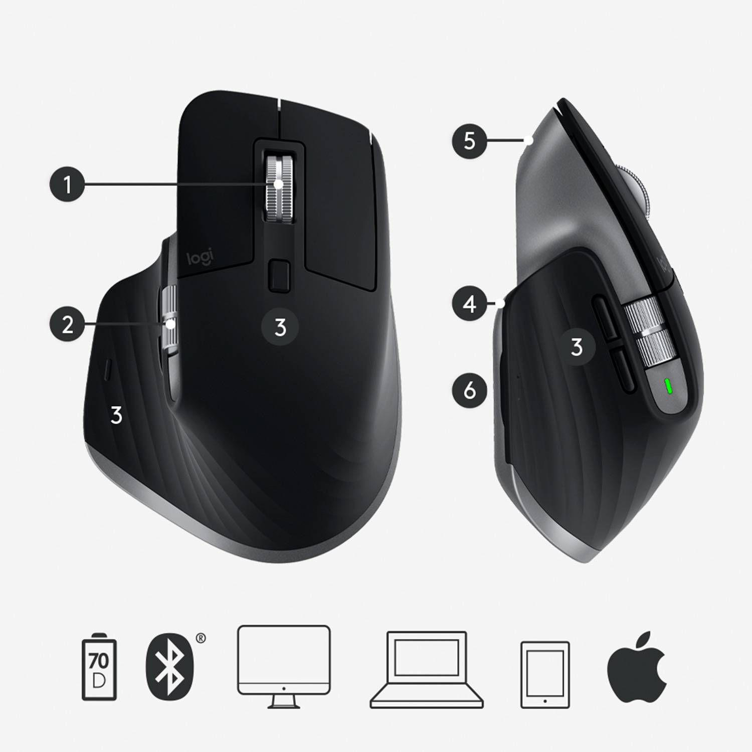 Rca Informatique - image du produit : MX MASTER 3 ADVA.WRLS MOUSE SP 2.4GHZ/BT N/A EMEA MR0077 FORMAC