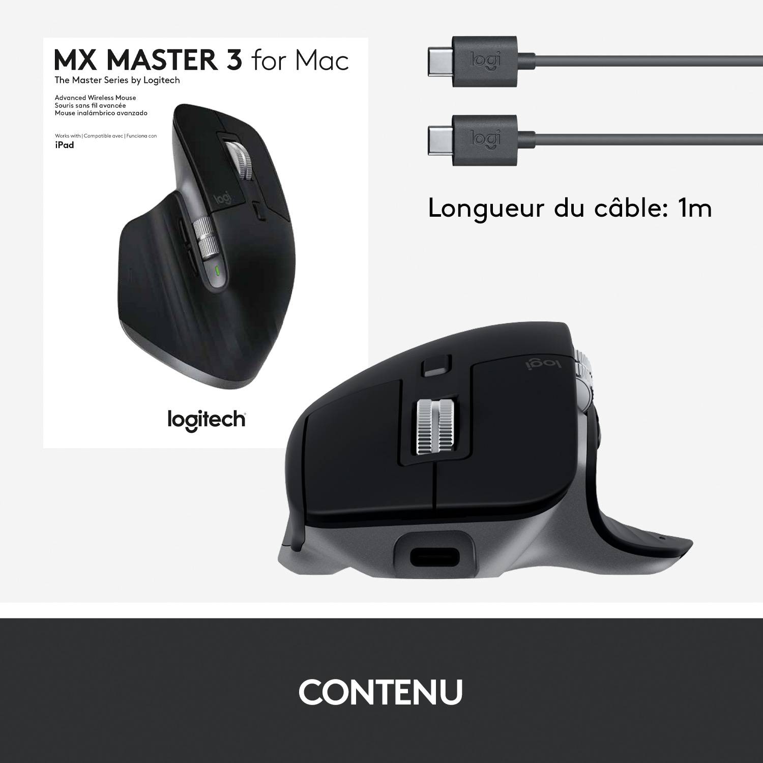 Rca Informatique - image du produit : MX MASTER 3 ADVA.WRLS MOUSE SP 2.4GHZ/BT N/A EMEA MR0077 FORMAC