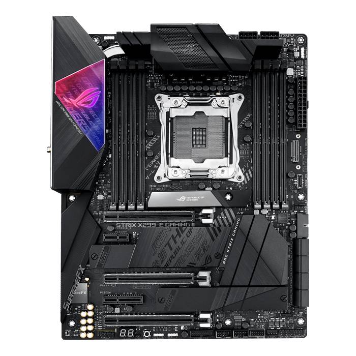 Rca Informatique - image du produit : ROG STRIX X299-E GAMING II ATX S2066 X299 GLN+U3.1+M2 SATA DDR4