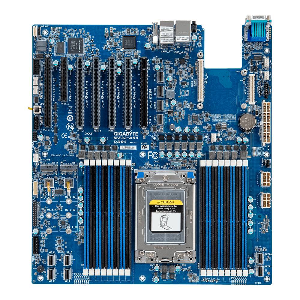 Rca Informatique - image du produit : AMD MB MZ32-AR0 BOX 1XROME 16XDIMM 2X1GB 8XSATA3 7XPCIE3