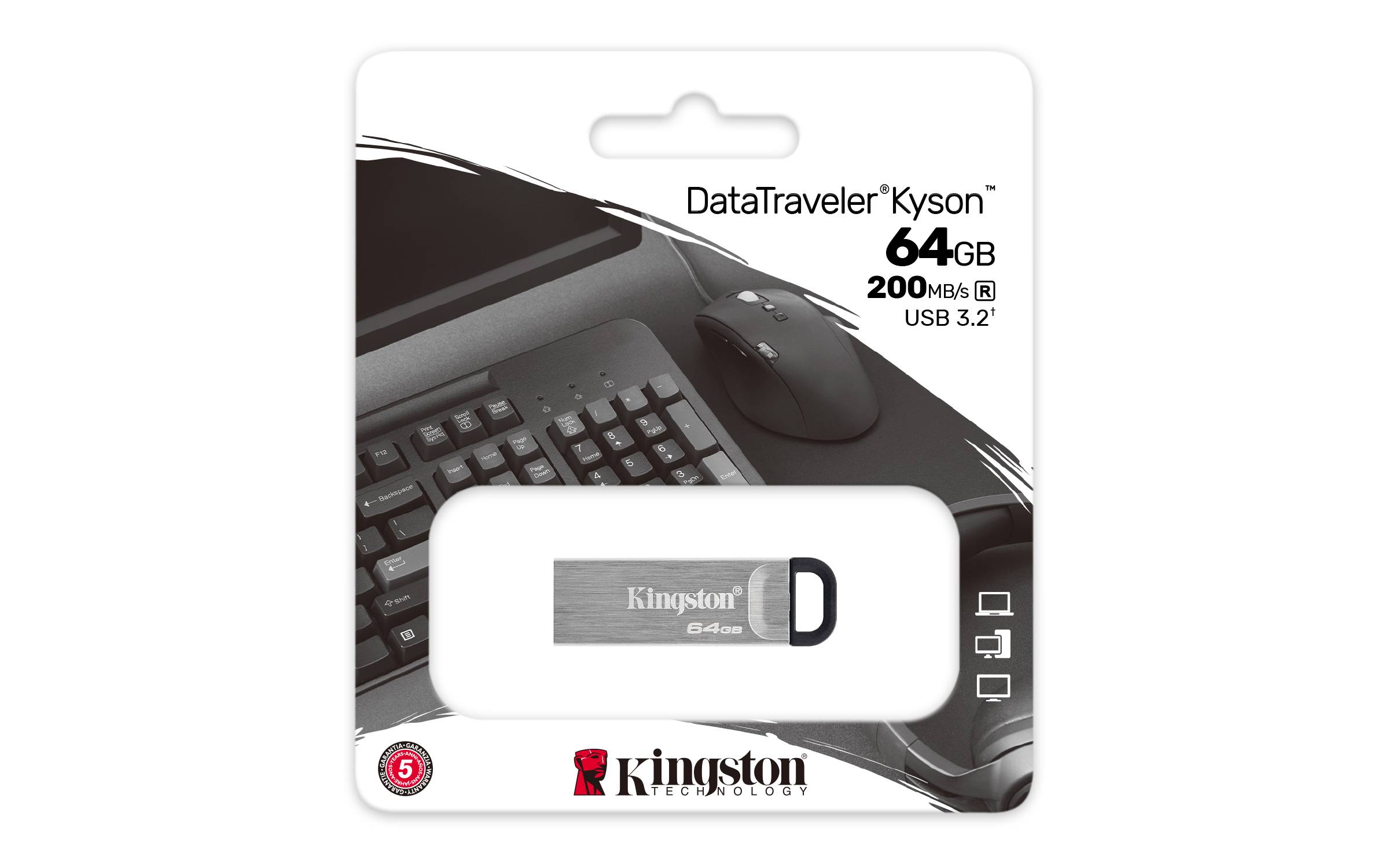 Rca Informatique - image du produit : 64GB USB3.2 DATATRAVELER KYSON GEN 1