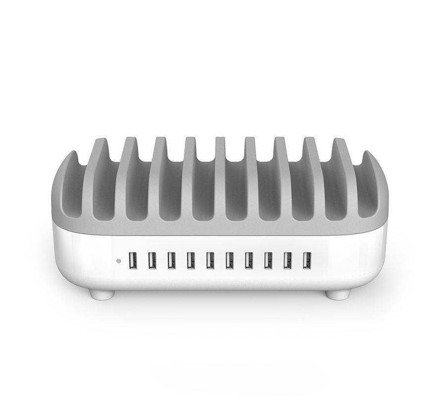 Rca Informatique - image du produit : 10PORT USB CHARGING DOCK ST UK PLUGS WHITE