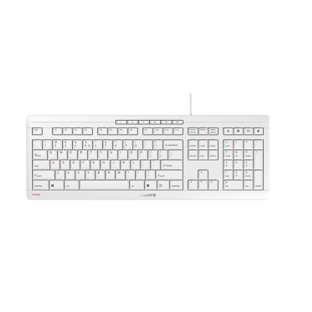 Rca Informatique - Image du produit : CHERRY STREAM KEYBOARD US ENGLISH W/EURO SYM WHITE-GRAY