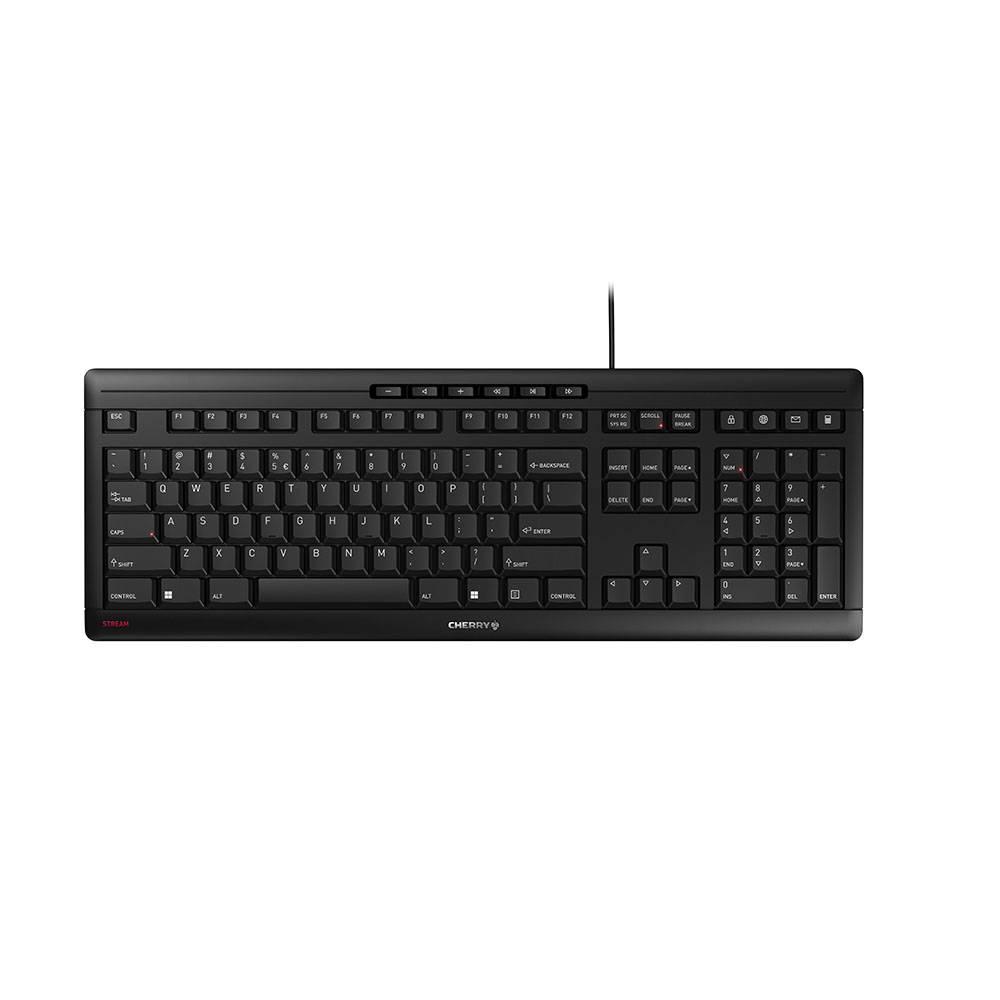 Rca Informatique - image du produit : CHERRY STREAM KEYBOARD US ENGLISH W/EURO SYMBOL BLACK